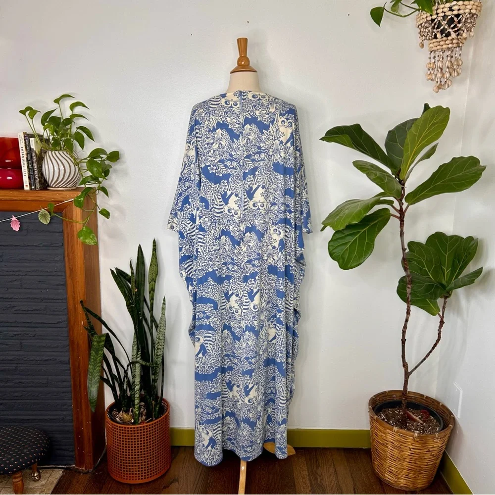 Vintage Liberty House of Hawaii lemur print caftan - Picture 4 of 6